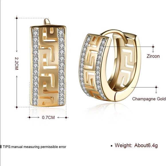 NEW 14k Gold Plated Greek Earrings - Picture 4 of 6